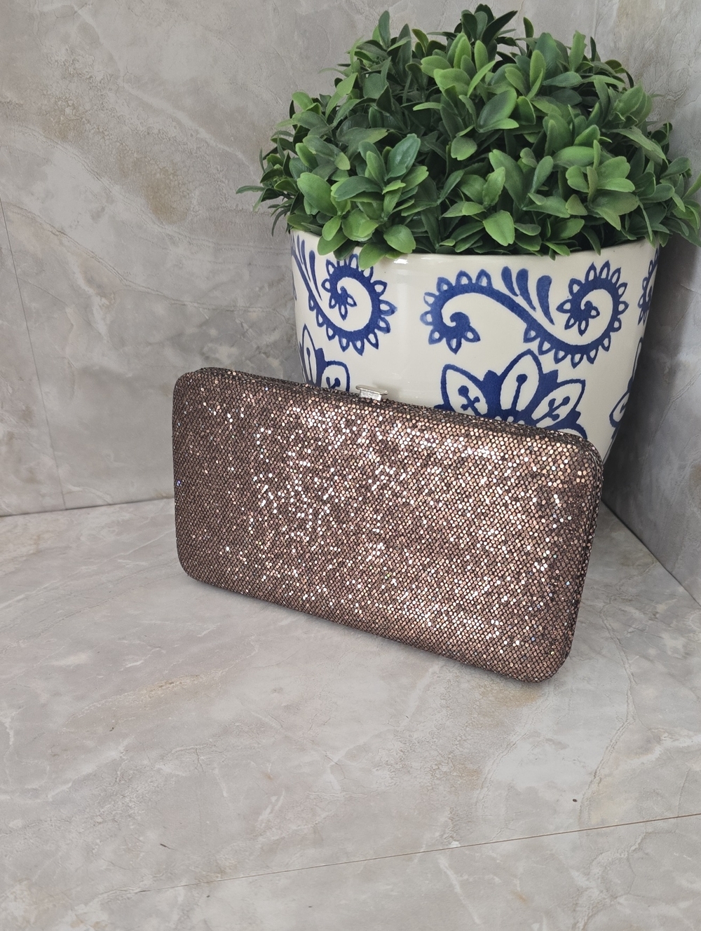 Glitter Evening Clutch - Bronze Rose Gold